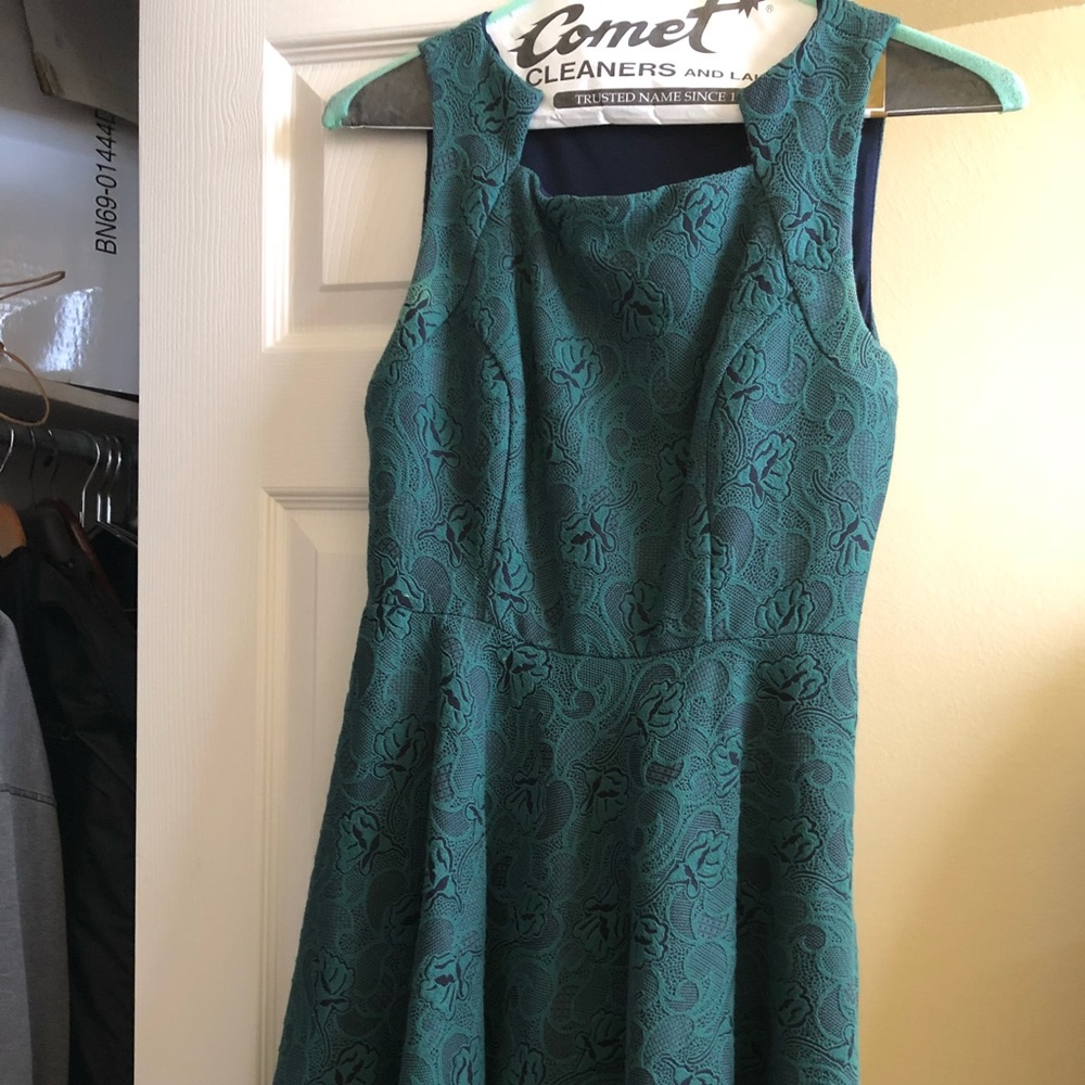 Beautiful green and navy dress from Anthropologie